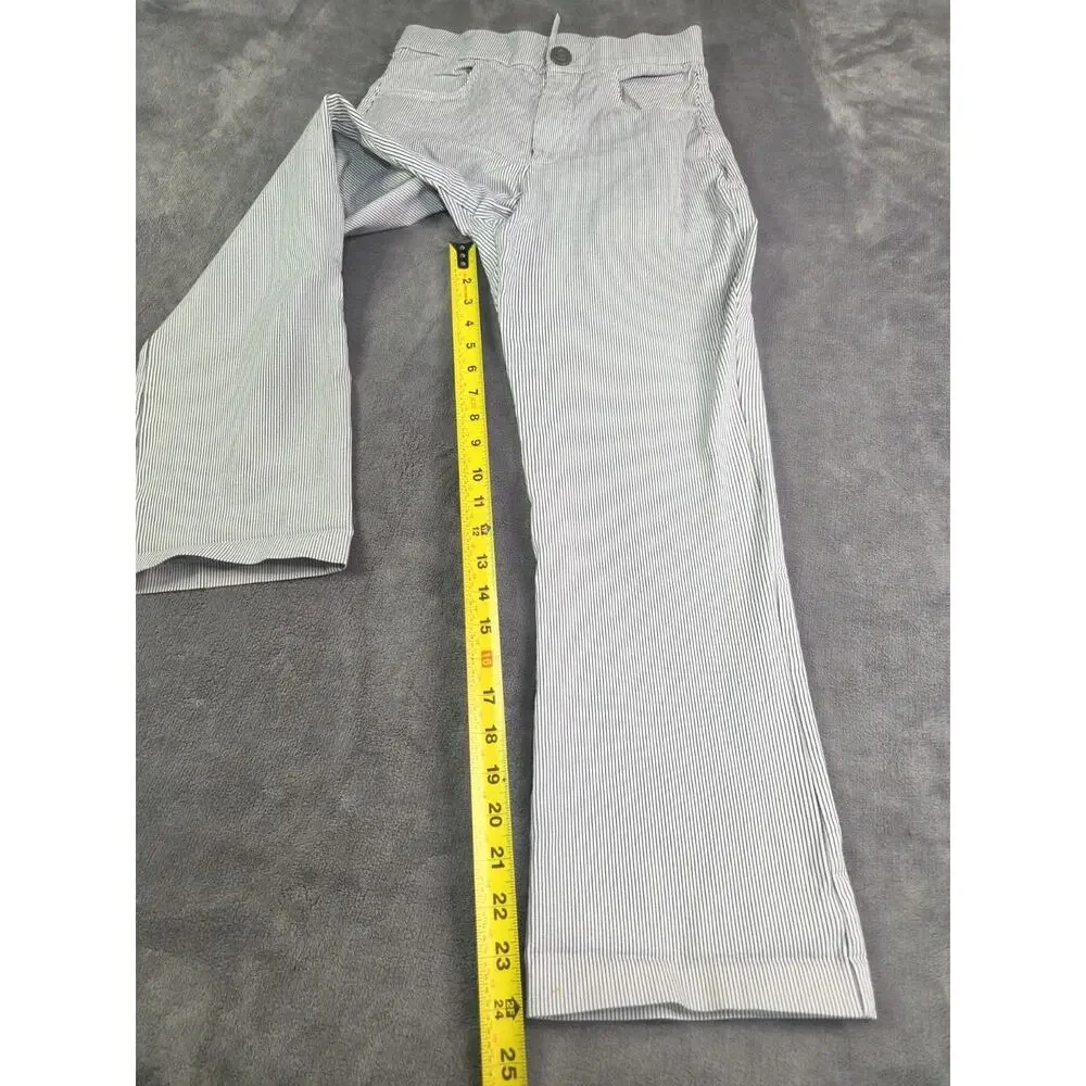 Free People Pants Striped Size S Florence Crop Railroad High Rise White Blue C38